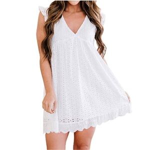 White Eyelet Lace Jumpsuit
